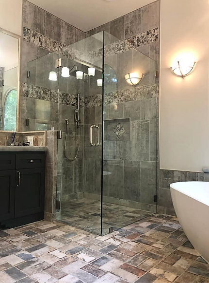 Clear Frameless Glass Shower Enclosure - curbless
